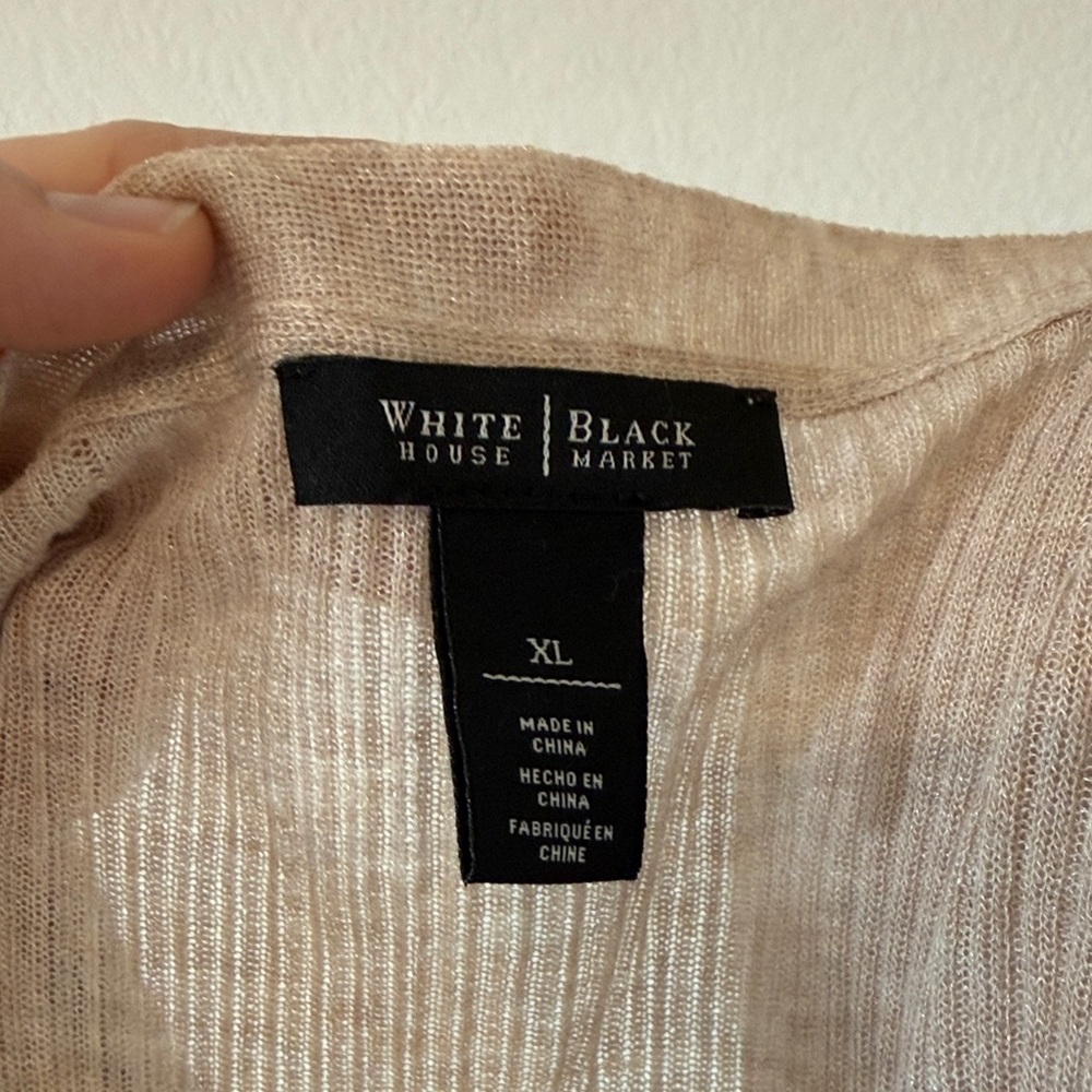 White House Black Market Long Open-Front Cardigan in Light Taupe - Picture 4 of 4